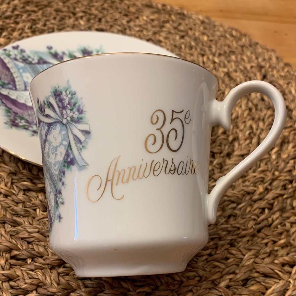 Vintage 35th Anniversary teacup and saucer by by Saji fine china